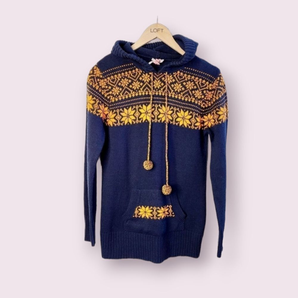 Chicago bears colored fairisle sweater navy and orange woman's xs/s
